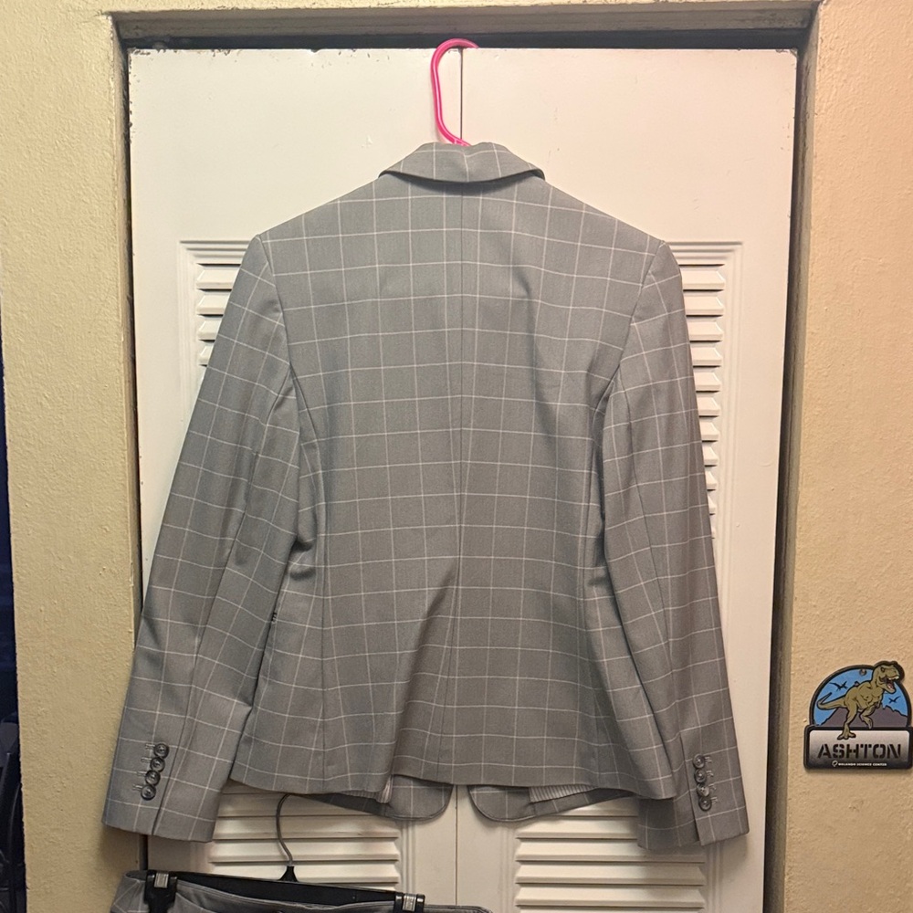Express Gray Blazer With Subtle Plaid - image 3